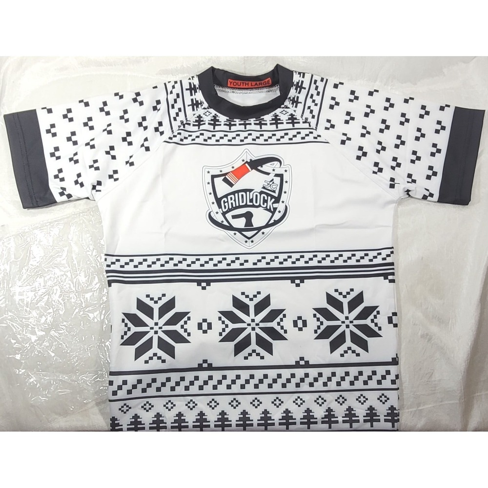 Gridlock Kid's GI Christmas Grinch Jersey Rashguard Shirt - White/Black Youth L